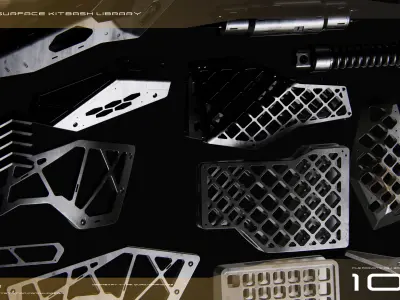 SCI-FI Hard Surface Kitbash Library for Mech Design - 100 Assets 3D model