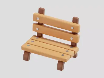 Park Bench Low-poly 3D model 15