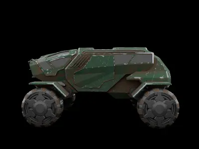 Futuristic Armored Vehicle Sci-Fi Off-Road 3D Model Low-poly 3D model