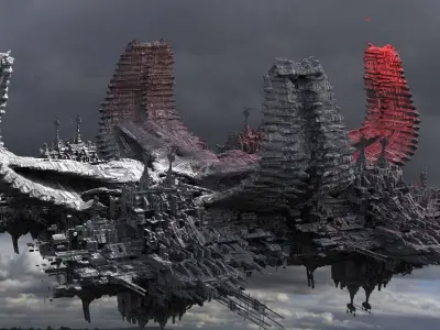Sci-Fi Alien Spine City Towers 3D model