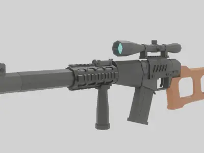 Low Poly VSS Vintorez Custom Free low-poly 3D model