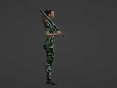 Army Girl Low-poly 3D model