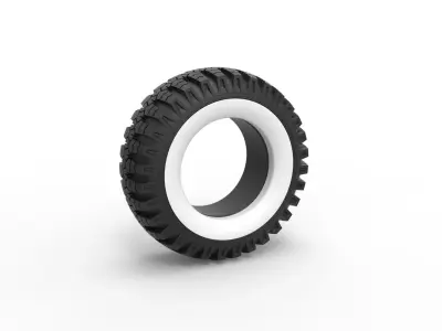 Military Ural Whitewall tire O-47A Scale 1 to 25 3D print model