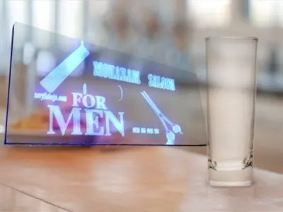 Acrylic with led signs Low-poly 3D model