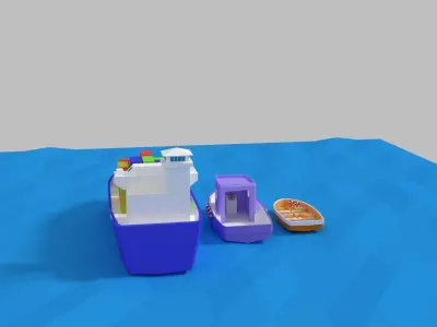 low poly ships pack Low-poly 3D model