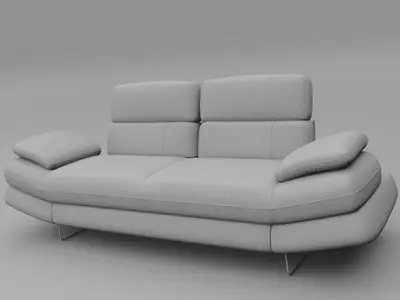 White leather  sofa  Free 3D model