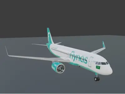 Flynas Airbus a320neo 3d model Low-poly 3D model