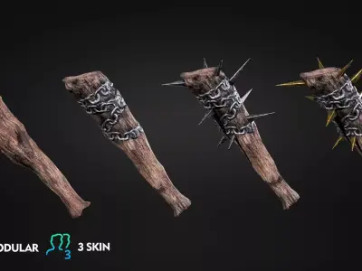 Low Poly Modular Weapon - Cudgel Low-poly 3D model
