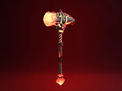 Fantasy Hammer - Fire Version Low-poly 3D model
