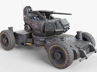 Heavy Armed Recon Buggy Sci-Fi Drone Autonomous Low-poly 3D model