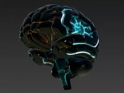 Black Cyan Cyberpunk Tech Brain Model Bundle 3D model