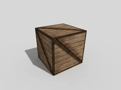 low poly wooden box Low-poly 3D model
