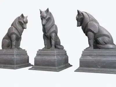 Wolf Sculpture Low-poly 3D model