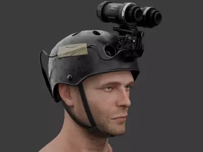 Night vision and military helmet Delta force 80s 90s Low-poly 3D model