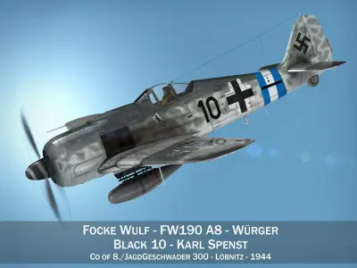 Focke Wulf - FW190 A8 - Black 10 3D model