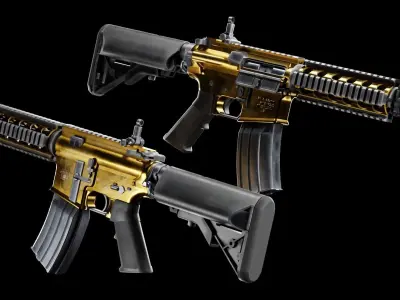 Mid Poly M4 Assault Rifle Low-poly 3D model