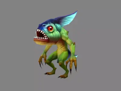 Merman Monster  - Fish Demon Low-poly 3D model