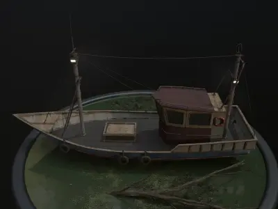 Old Rusty Fishing Boat - PBR and Game-Ready Low-poly 3D model