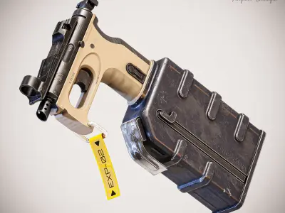 Sci-fi PBR SMG Low-poly 3D model