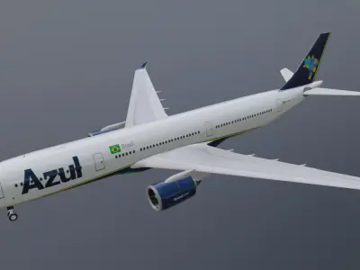 Azul airlines airbus a330-900neo model with cockpit Low-poly 3D model