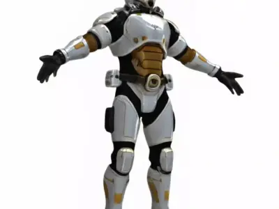 Futuristic Sci-Fi Armored Character Low-poly 3D model