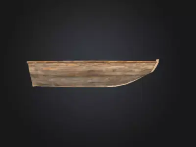 Wooden Boat Low-poly 3D model 8