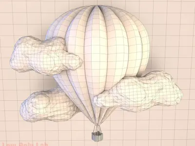 Cartoon Balloon Low-poly 3D model