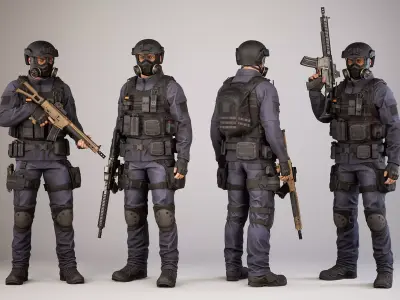 Casual Soldier 15 Low-poly 3D model