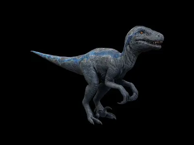 Blue Raptor - Velociraptor  Low-poly 3D model