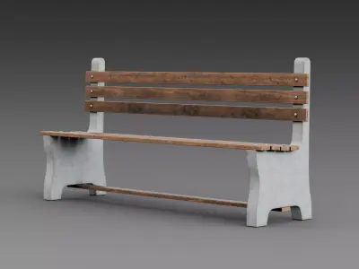Rustic Concrete Bench 3D model