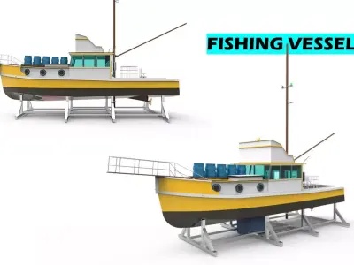 docking fishing ship 1 3D model