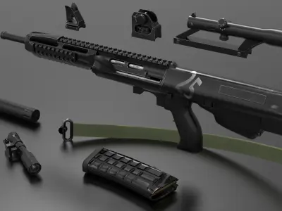 AUG Gun Fps - Tps Low-poly 3D model