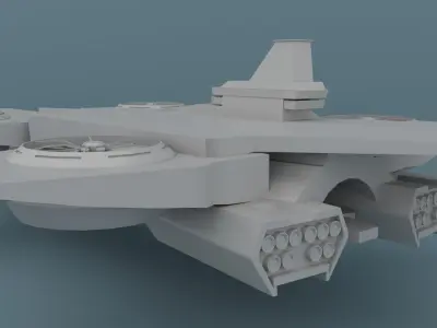 Helicarrier spaceship with two propellers 3D model