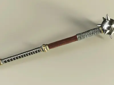 Morningstar sword with spikes Low-poly 3D model