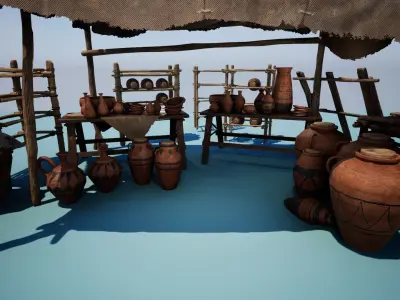 Clay Pottery Market Low-poly 3D model