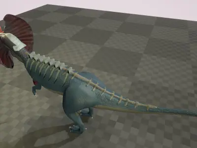 Dilophosaurus 3D model Maya 2016 Zbrush Low-poly 3D model