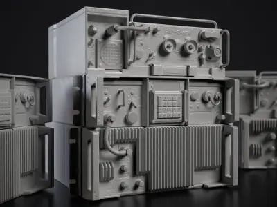 Old Military Radio Station PRC-77  Low-poly 3D model