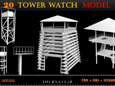 30 WATCHTOWER model basemesh Low-poly 3D model
