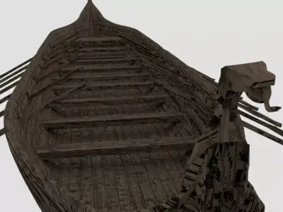 Low Poly Detailed Viking Ship with UHD Textures for Sea Games Low-poly 3D model