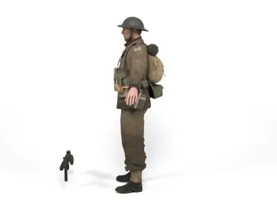 British Allied Soldier Low-poly 3D model