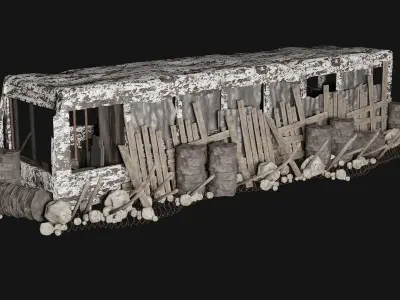 POST APO WRECK PALISADE WALL BARRIER BARRICADE FENCE COLLECTION Low-poly 3D model