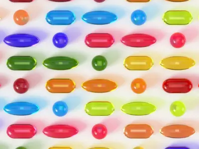 Set of oil pills with 4K PBR tex and color variations Low-poly 3D model