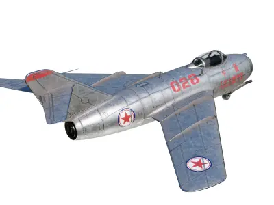 PBR Korean War Mig15 Fighter PLAAF Low-poly 3D model