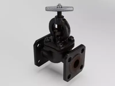 Valve cast iron gate Low-poly 3D model