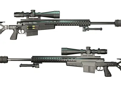 AXMC sniper riffle Low-poly 3D model