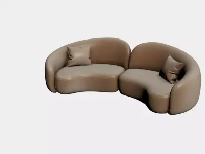 Luxury Curved Sofa Organic Designer Furniture Textures Included Free 3D model 4