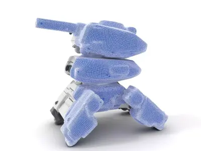 Futuristic Turret Model Pack with Rotating Cannons Low-poly 3D model