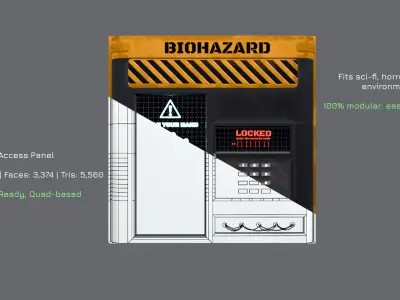 Biohazard Access Terminal Modular Sci-Fi Lab Panel Game Ready Free low-poly 3D model