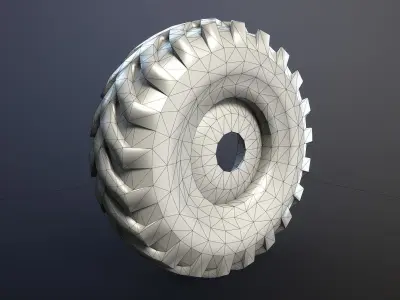 BTR-40 APC and GAZ-63 Truck Wheel Low-poly 3D model