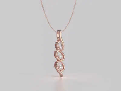 minimal pendant with 3 round gemstone Free 3D print model